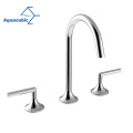 Aquacúbico cromo cromo extendido 2-manual contemporáneo del lavabo del lavabo del baño de baño sin plomo